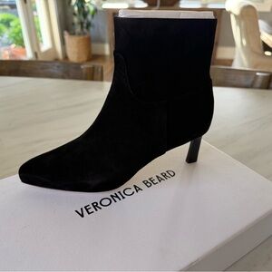 Veronica Beard Kelby Black Suede Ankle Booties 21/4” heel, 5” shaft